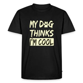 Amoureux des chiens Humour Mon chien pense que je suis cool Amoureux des chiens - T-shirt Premium bio Homme - noir - Devant - Nico (187cm)