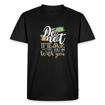 Les dons chrétiens ne craignent pas que je sois avec vous - T-shirt Premium bio Homme - noir - Devant - Nico (187cm)