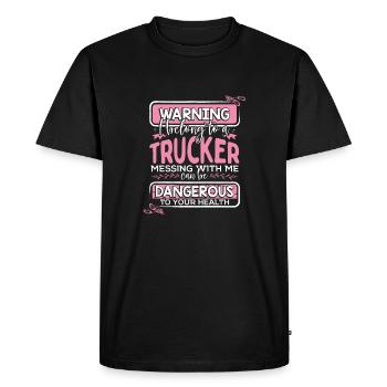 Truckers Wife Gift Warning Appartenir à un camionneur - T-shirt Premium bio Homme - noir - Devant - Nico (187cm)