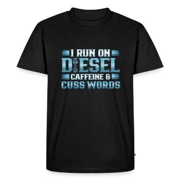 Chauffeur de camion courir sur Deisel Caféine Cuss Mots - T-shirt Premium bio Homme - noir - Devant - Nico (187cm)