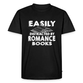 Romance Novel Gift Easily Distracted by Romance - Men's Premium Organic T-Shirt - black - Front - Nico (187cm)