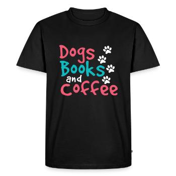 Dogs Books and Coffee Fun Dog Lover Gift - Men's Premium Organic T-Shirt - black - Front - Nico (187cm)