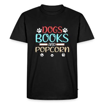 Dogs Books and Popcorn Fun Dog Lover Gift - Men's Premium Organic T-Shirt - black - Front - Nico (187cm)