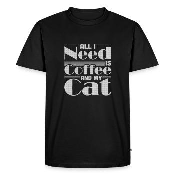 Coffee Drinking Cat Lover All I Need is Coffee - Men's Premium Organic T-Shirt - black - Front - Nico (187cm)