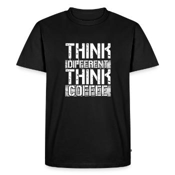 Coffee Lover Gift Think Different Think Coffee - Men's Premium Organic T-Shirt - black - Front - Nico (187cm)
