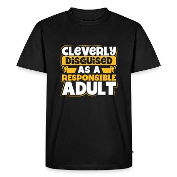 Sarcastique habilement déguisé en adulte responsable - T-shirt Premium bio Homme - noir - Devant - Nico (187cm)