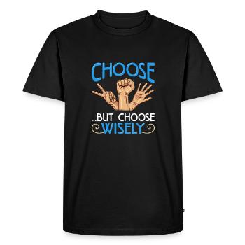 Ciseaux en papier rock Choisissez mais choisissez judicieusement Cadeau - T-shirt Premium bio Homme - noir - Devant - Nico (187cm)