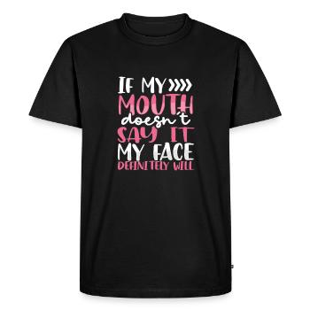 Sarcastique si la bouche ne le dit pas face définitivement - T-shirt Premium bio Homme - noir - Devant - Nico (187cm)