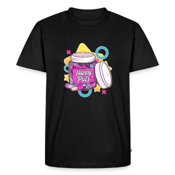 Coloré et amusant Happy Pills Sarcasme Humour Cadeau - T-shirt Premium bio Homme - noir - Devant - Nico (187cm)