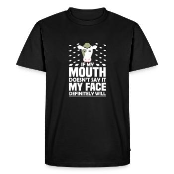 Sarcastic Cow Mouth Doesn't Say It Face Will - Men's Premium Organic T-Shirt - black - Front - Nico (187cm)