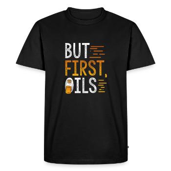 Essential Oil Gift But First Essential Oils - Men's Premium Organic T-Shirt - black - Front - Nico (187cm)