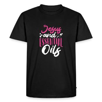 Christian Gift Jesus and Essential Oils - Men's Premium Organic T-Shirt - black - Front - Nico (187cm)