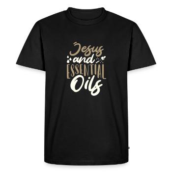 Christian Gifts Jesus and Essential Oils Gifts - Men's Premium Organic T-Shirt - black - Front - Nico (187cm)
