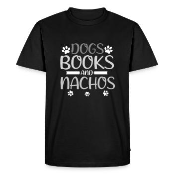 Fun Dog Lover Gift Dogs Books and Nachos Lover - Men's Premium Organic T-Shirt - black - Front - Nico (187cm)