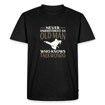 Le cadeau de grand-père ne sous-estime jamais le vieil homme sait - T-shirt Premium bio Homme - noir - Devant - Nico (187cm)