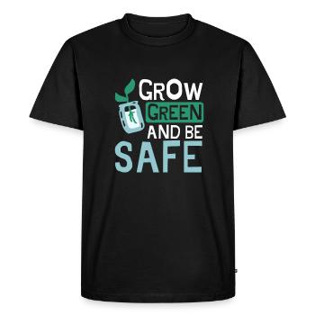Grow Green and Be Safe Climate Change - Men's Premium Organic T-Shirt - black - Front - Nico (187cm)