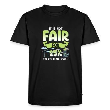 Climate Change Not Fair 25% to Pollute 75% - Men's Premium Organic T-Shirt - black - Front - Nico (187cm)