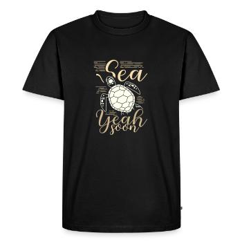 Sea Yeah Soon Sea Turtle Humor Turtle Lover Gifts - Men's Premium Organic T-Shirt - black - Front - Nico (187cm)