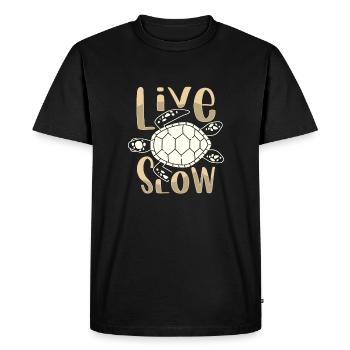 Détendez-vous et vivez des vacances lentes à la plage des tortues de mer - T-shirt Premium bio Homme - noir - Devant - Nico (187cm)