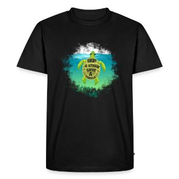 Sea Turtle Conservation Gift Skip a Straw Save a - Men's Premium Organic T-Shirt - black - Front - Nico (187cm)