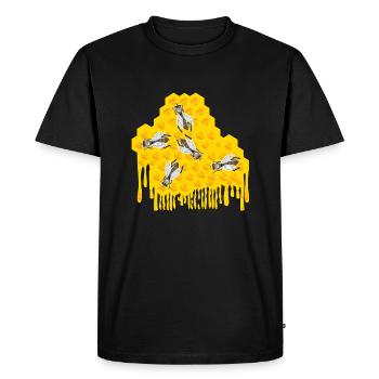 Bees in a Dripping Honeycomb Beekeeper Gift - Men's Premium Organic T-Shirt - black - Front - Nico (187cm)