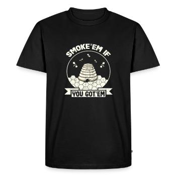 Beekeeper Gift Smoke 'em If You Got 'Em Behive - Men's Premium Organic T-Shirt - black - Front - Nico (187cm)