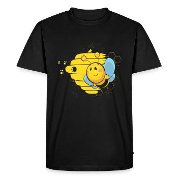 Cute Honeybee and Beehive Beekeeper Gift - Men's Premium Organic T-Shirt - black - Front - Nico (187cm)