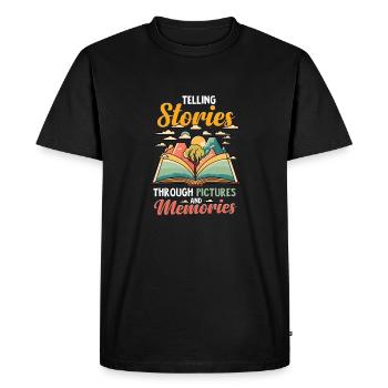 Raconter des histoires Trhough Images et souvenirs - T-shirt Premium bio Homme - noir - Devant - Nico (187cm)