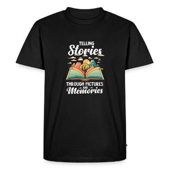 Raconter des histoires Trhough Images et souvenirs - T-shirt Premium bio Homme - noir - Devant - Nico (187cm)