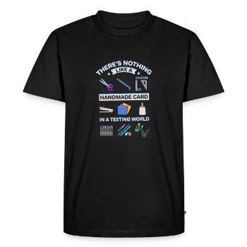 Rien de tel que la carte faite à la main dans la société des textos - T-shirt Premium bio Homme - noir - Devant - Nico (187cm)