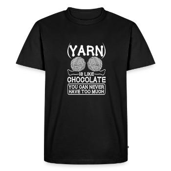 Knitter cadeaux fil comme le chocolat n’a jamais trop - T-shirt Premium bio Homme - noir - Devant - Nico (187cm)