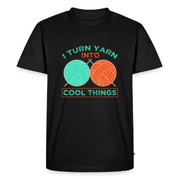 Les cadeaux de tricot transforment le fil en choses cool Tricoter - T-shirt Premium bio Homme - noir - Devant - Nico (187cm)