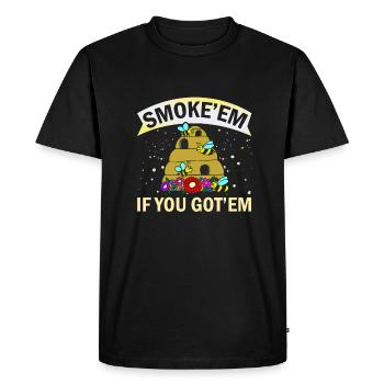 Beekeeper Gift Smoke 'em If You Got 'em Beekeeping - Men's Premium Organic T-Shirt - black - Front - Nico (187cm)