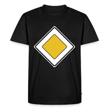 Droit de passage, panneau de signalisation routière, rue - T-shirt Premium bio Homme - noir - Devant - Nico (187cm)