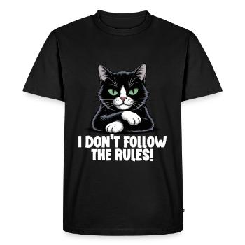 Drôle de chat noir maléfique briseur de règles - T-shirt Premium bio Homme - noir - Devant - Nico (187cm)