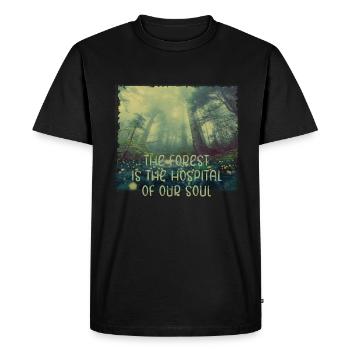 Forêt âme guérison nature arbre arbres vert poumons - T-shirt Premium bio Homme - noir - Devant - Nico (187cm)