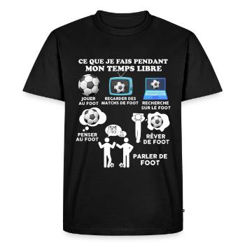 Mon Temps Libre Humour Foot - T-shirt Premium bio Homme - noir - Devant - Nico (187cm)