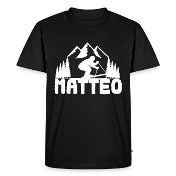 Skieur Prénom Matteo Nom Skieur - T-shirt Premium bio Homme - noir - Devant - Nico (187cm)