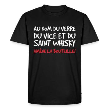 Au Nom Du Verre Du Vice Et Du Saint Whisky - T-shirt Premium bio Homme - noir - Devant - Nico (187cm)