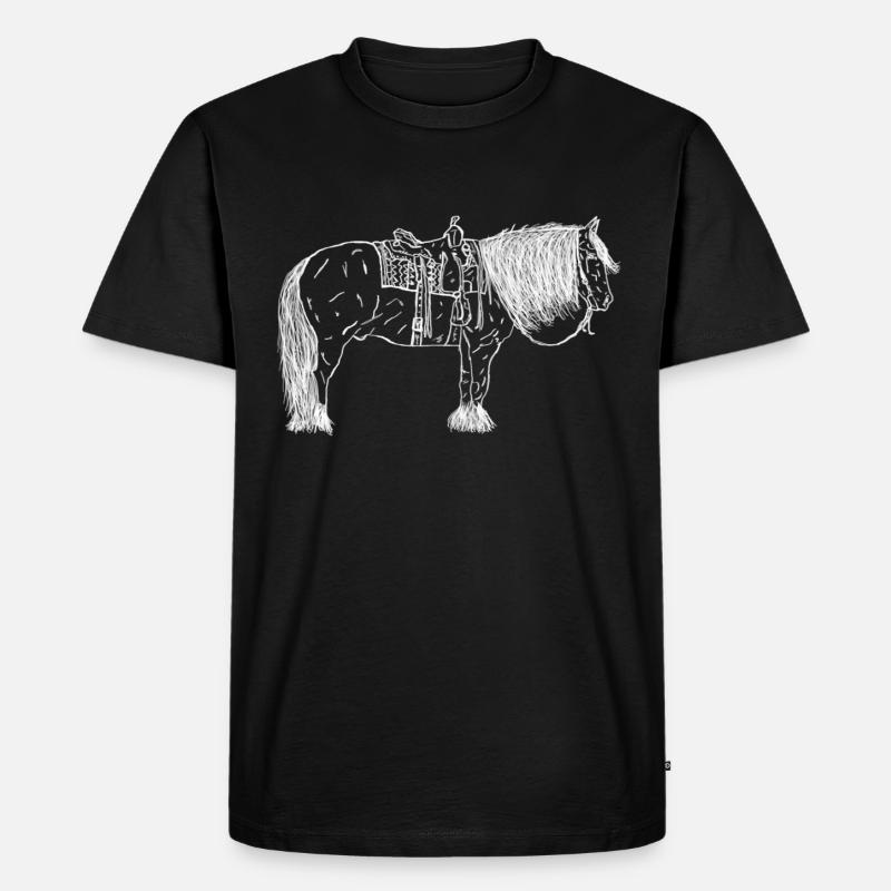 Pferd mit Sattel - Männer Premium Bio T-Shirt - Schwarz