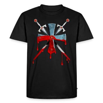Croix / Crusader / épées de chevalier - T-shirt Premium bio Homme - noir - Devant - Nico (187cm)
