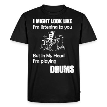 Funny drummer drums shirt for boys, girls, men and - Men's Premium Organic T-Shirt - black - Front - Nico (187cm)