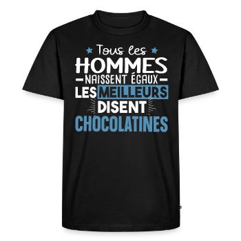 Chocolatine Pain Chocolat Humour Boulangerie - T-shirt Premium bio Homme - noir - Devant - Nico (187cm)