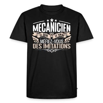 Mécanicien le seul Mécanicien le vrai Mécanicien - T-shirt Premium bio Homme - noir - Devant - Nico (187cm)