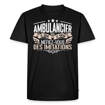 Ambulancier le seul Ambulancier le vrai Ambulancie - T-shirt Premium bio Homme - noir - Devant - Nico (187cm)