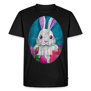 Easter Bunny retro usagé - look cool - T-shirt Premium bio Homme - noir - Devant - Nico (187cm)