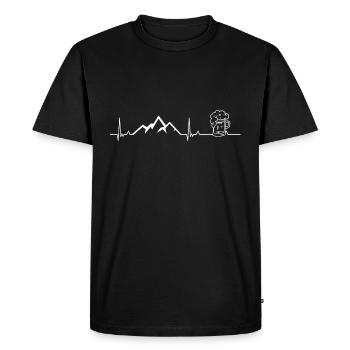 Heartbeat mountains beer - Men's Premium Organic T-Shirt - black - Front - Nico (187cm)