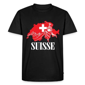 Suisse - Suisse Carte Drapeau Suisse - T-shirt Premium bio Homme - noir - Devant - Nico (187cm)