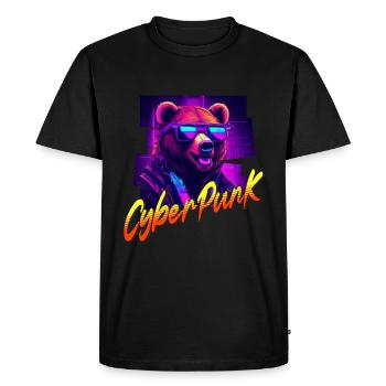 Ours Cyberpunk - T-shirt Premium bio Homme - noir - Devant - Nico (187cm)