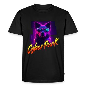 Chien Cyberpunk - T-shirt Premium bio Homme - noir - Devant - Nico (187cm)
